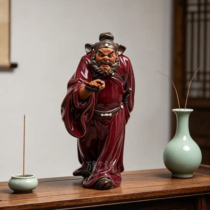 中式天师古典钟馗陶瓷天师卧室客厅玄关橱柜家居书房人物装饰摆件