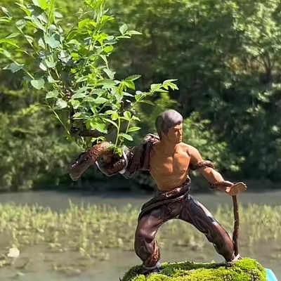 武术功夫李小龙石湾陶瓷盆景