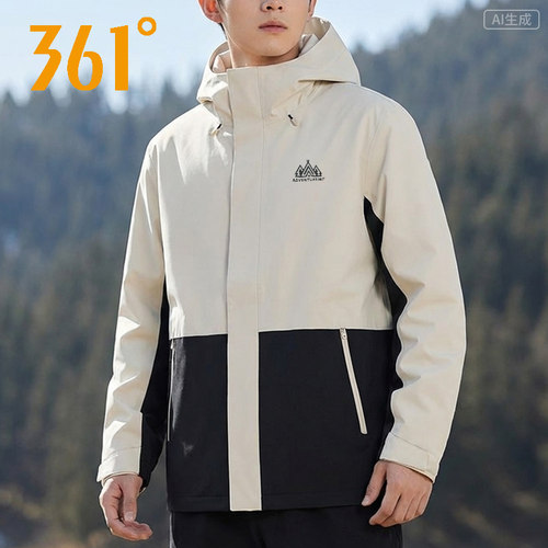 361°绒里风衣男款2026秋季新款连帽防风夹克休闲外套552613604