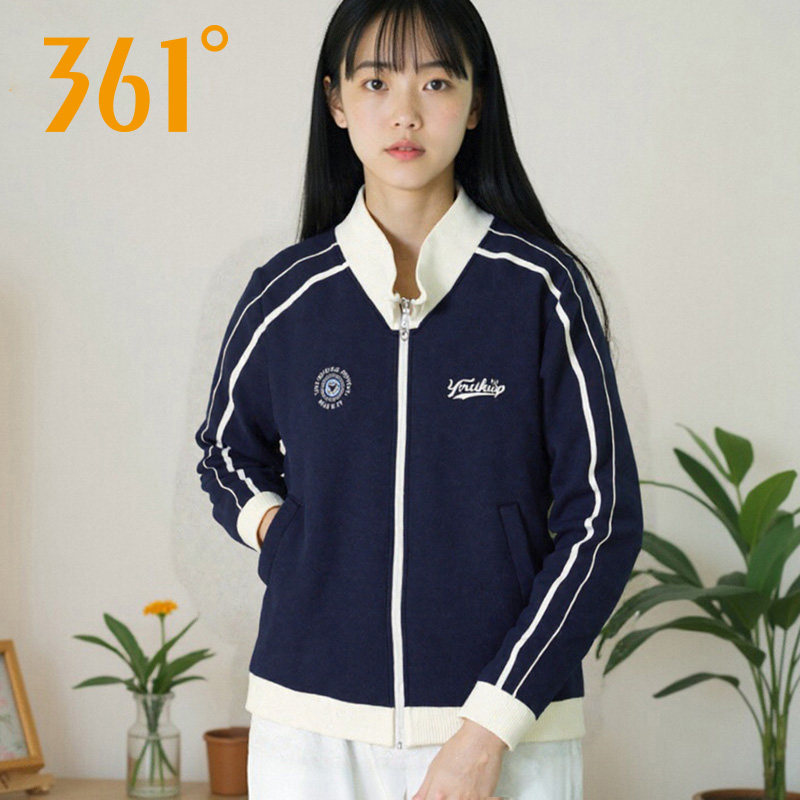 361度女式外套立领棒球服时尚潮宽松开襟卫衣秋季新品562539053A