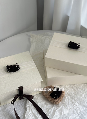 原创巧克力丝绒KT猫礼品盒卡通可爱磁吸生日礼物秋冬化妆品包装盒
