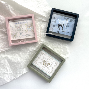 创意蝴蝶pe薄膜悬浮首饰盒高颜值手串冰箱贴项链防尘收纳盒展示盒