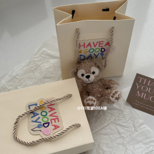 原创小号米色刺绣可爱手提袋礼物包装 袋生日礼物手提袋礼品袋创意