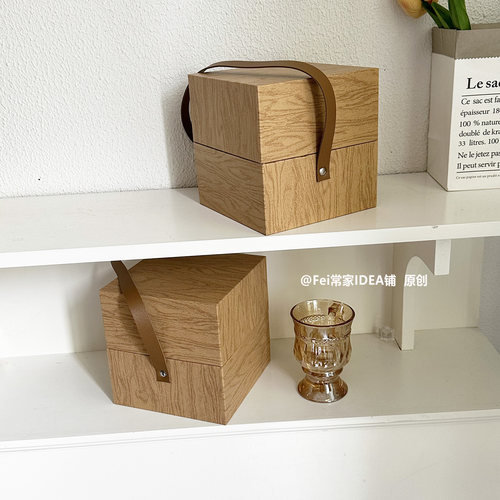 简约高级感大容量木纹手提礼盒精致首饰礼物包装盒小众轻奢礼品盒