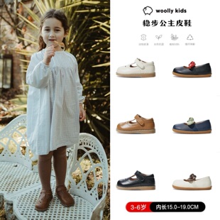 新款WoollyKids小羊沃利女童真皮透气软底鞋子女宝皮鞋防滑底童鞋