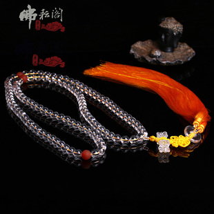 源坤珠宝新品原创天然白水晶108颗佛珠大号背云晶体通透支持定做