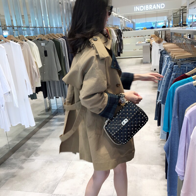 韩国大衣春秋新款小个子风衣女宽松学院风中长款港味chic超火外套