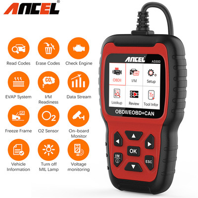 Ancel AS500 OBD2汽车扫描仪引擎代码读取器 汽车诊断工具 海外版
