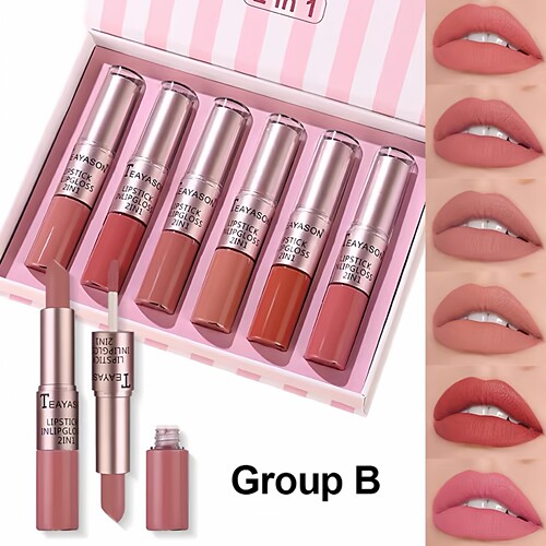 6Pcs/ Matte Lip Gloss Set Liquid Lipstick Waterproof Long