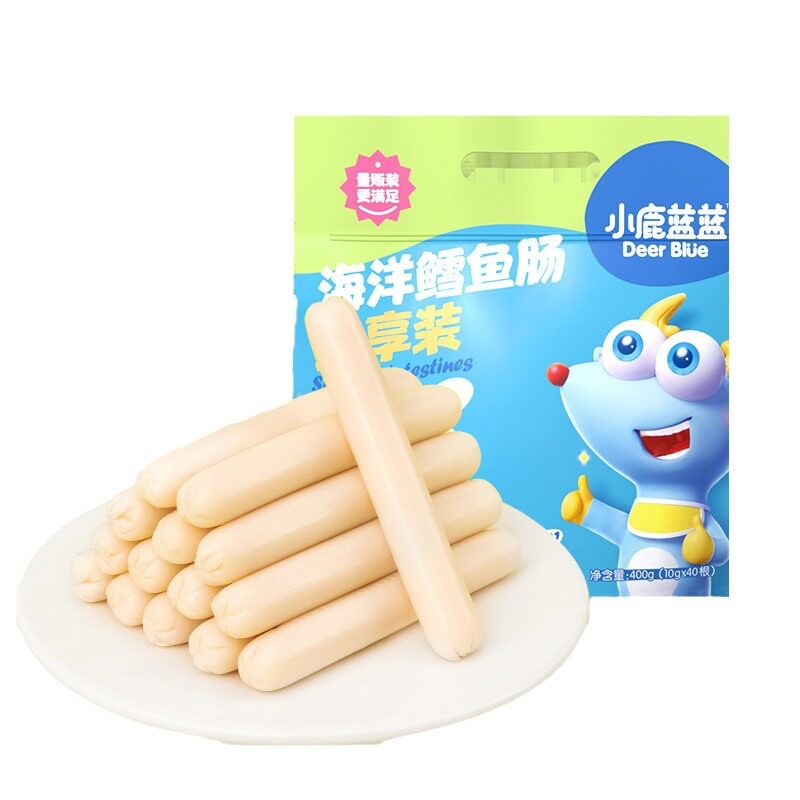 小鹿蓝蓝鳕鱼肠量贩400g鳕鱼肉肠即食火腿肠儿童零食品牌正品
