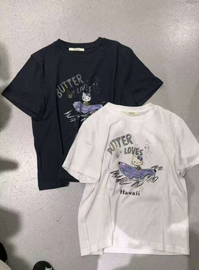 Fromseven2025早春新款哈喽KT韩系圆领短袖T恤女宽松显瘦百搭上衣