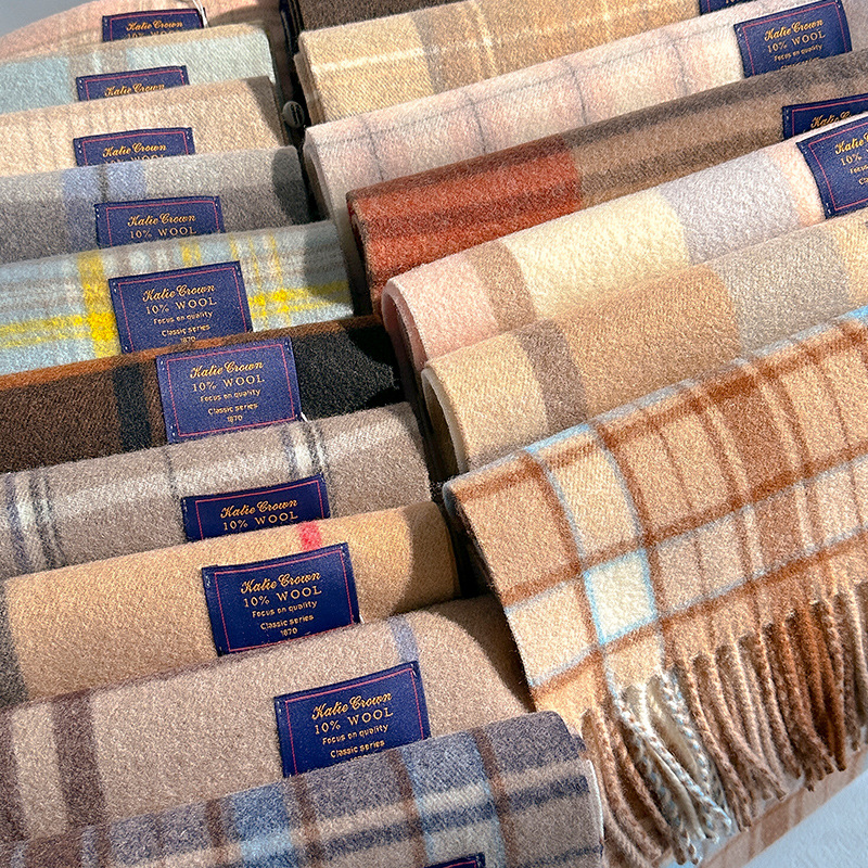 英国经典澳洲仿羊绒格子轻奢围巾男女通用情侣款秋冬季保暖围脖