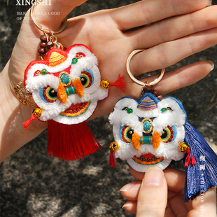 手工刺绣diy材料包 醒狮钥匙扣卡通平安符香包情侣挂件送男友礼物