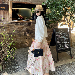 heidy海蒂 100棉碎花半身裙显瘦百褶A字裙长裙2026春 春日小花园
