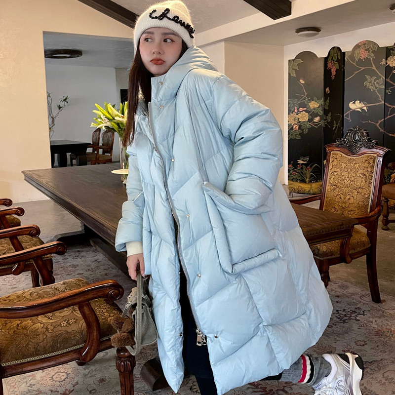 heidy通勤中长款连帽羽绒服