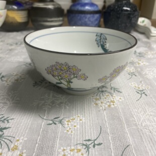 日本回流瓷器 全新九谷烧米饭碗汤面碗干饭碗花卉图案