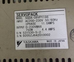 08VPY198 二手安川驅動器 SGDA 190