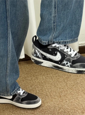 球鞋定制 Nike Court Borough 泼墨星空百搭涂鸦休闲男女低帮板鞋