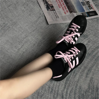 Adidas球鞋定制黑粉女低帮板鞋