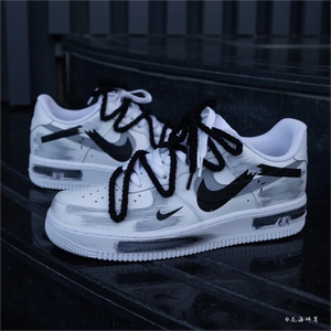 球鞋定制 Nike Air Force 1 断裂三钩阴影水泥灰解构低帮男女板鞋