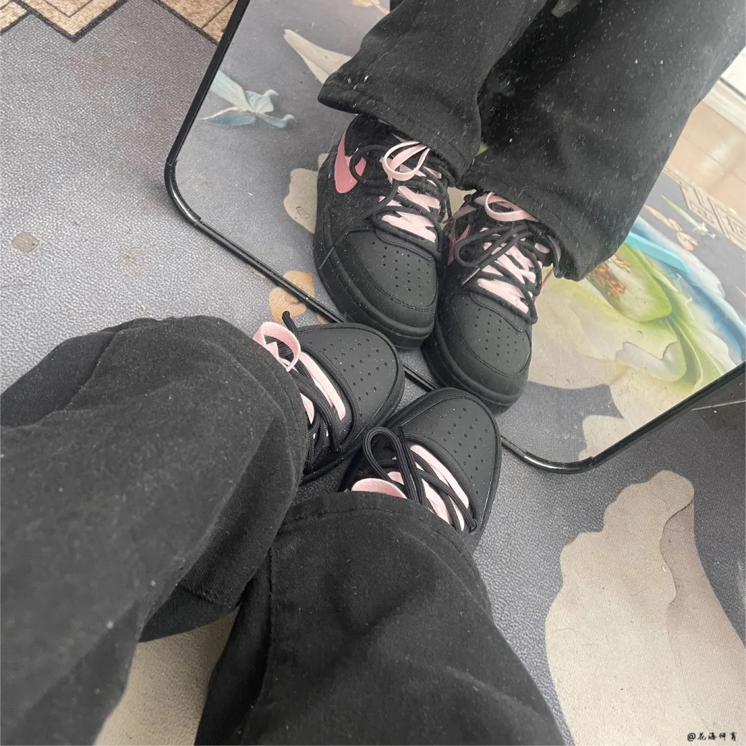 球鞋定制 Nike Court Borough Low 晚梦仙女黑粉双勾低帮女款板鞋