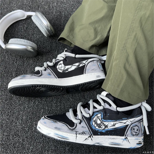 Nike球鞋定制做旧男女低帮板鞋