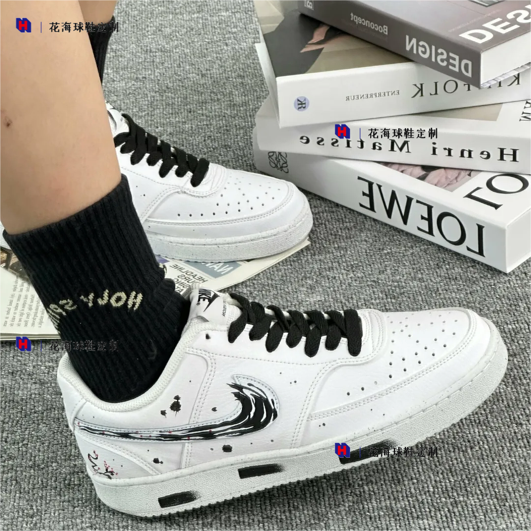 花海球鞋定制 Nike Court Vision Low中国风泼墨小众低帮男女板鞋 运动鞋new 板鞋 原图主图