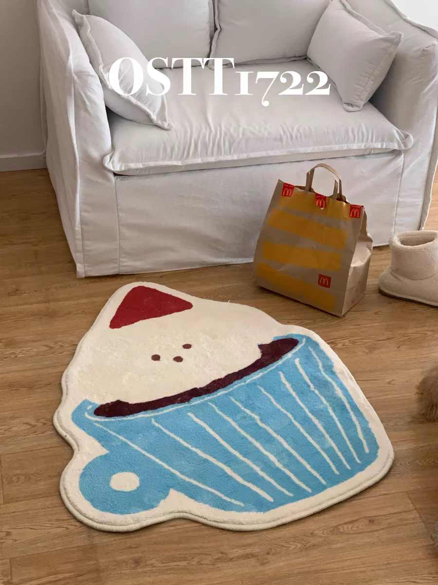 OSTT1722 〈蓝杯小狗〉原创毛绒家居可爱床边客厅门店防滑地毯图片