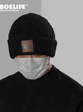 DABOE加厚毛绒宽松显脸小针织帽男女显脸小百搭护耳保暖套头冷帽