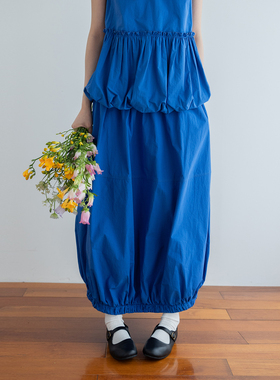 古苔 蓝色花苞半身裙子 人生蓝半裙 姐妹们都去穿 夏日显白显瘦女