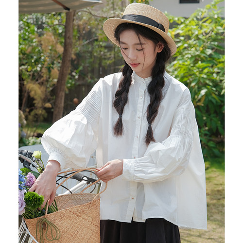 古苔春天白色衬衫女2025新款日系