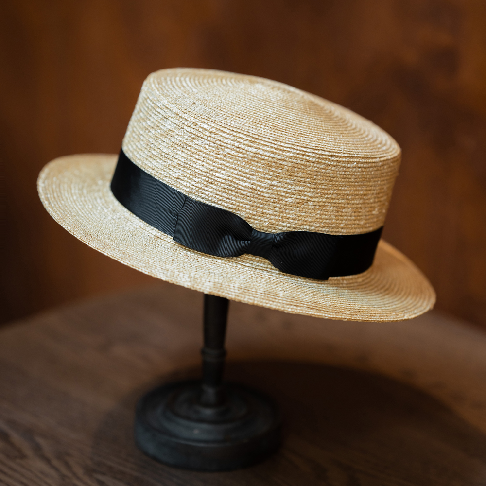 古苔平顶草帽日系草编大檐遮阳帽