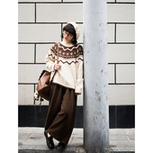 可可棕休闲萝卜裤 古苔 绒感100羊毛阔腿裤 子梨形身材小个子显高瘦