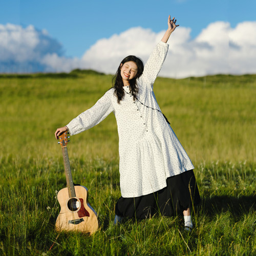 古苔十周年限定星星连衣裙秋季女