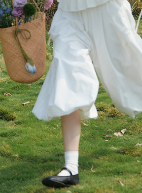 古苔 白色花苞裤 一条五一出游出片的穿搭新疆长绒棉日系阔腿裤子