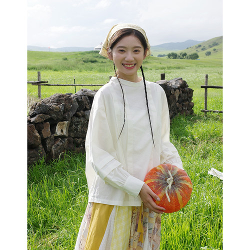 柔系农场风衬衫古苔秋冬内搭上衣