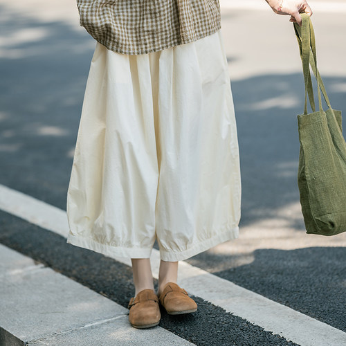 古苔清凉感穿搭灯笼裤显瘦长裤