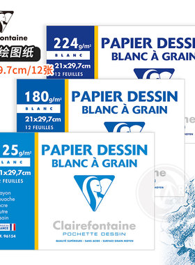 （ART）CF法国克莱方丹 A4白色细纹绘图纸12张125/180/224g信封装
