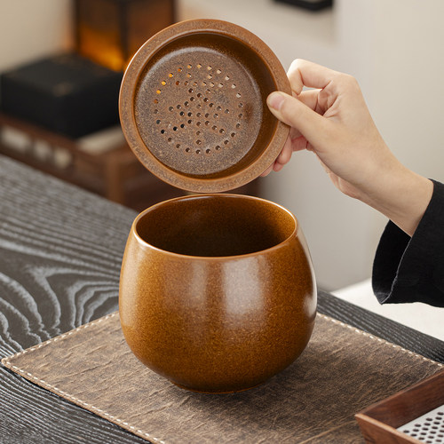 茶水缸杯洗家用陶瓷带盖茶渣缸大小号水盂建水废水桶功夫茶道配件