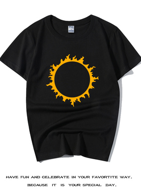 kof97草雉草薙京帅气青少年T恤日系短袖日食家族徽章春夏图案衣服