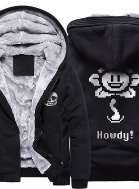 undertale传说之下cos衣服太阳花骷髅头sans卫衣男银狐绒像素服饰