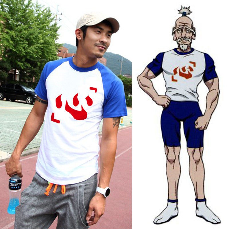 全职猎人短袖t恤夏装卡通会长同款cos服心字衣服男二次元夏季半袖
