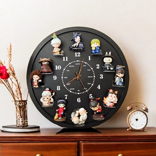 盲盒收纳展示板黑板大挂钟DIY钟表框客厅卧室装饰画
