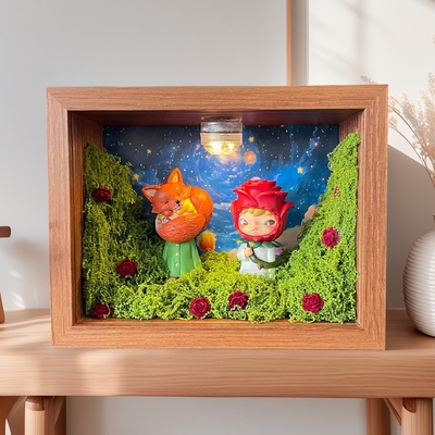 小野小王子盲盒展示架泡泡玛特收纳盒透明手办收纳盒diy场景相框