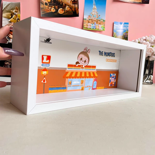 泡泡玛特LABUBU怪味便利店系列盲盒展示相框手办收纳盒中空7抽拉