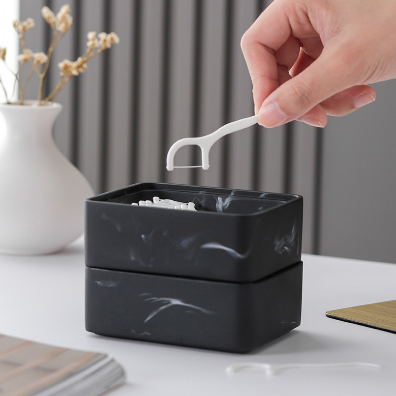 轻奢牙线盒家用双层m高档牙签棉签收纳盒个性创意酒店餐厅桌面摆,收纳整理,牙签盒,淘宝优惠券,粉丝福利购,淘宝优惠卷