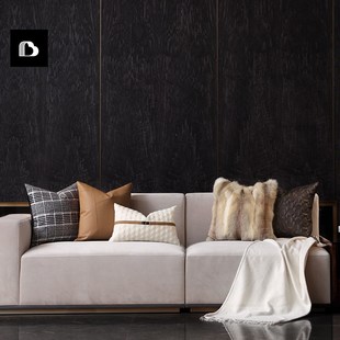 柏洛斯现代轻奢客厅米色豆腐块三人F位沙发抱枕套搭配高级靠枕靠