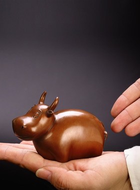 匠泽铜魂 纯铜i牛摆件紫铜十二生肖创意家居装饰品客厅工艺品摆件