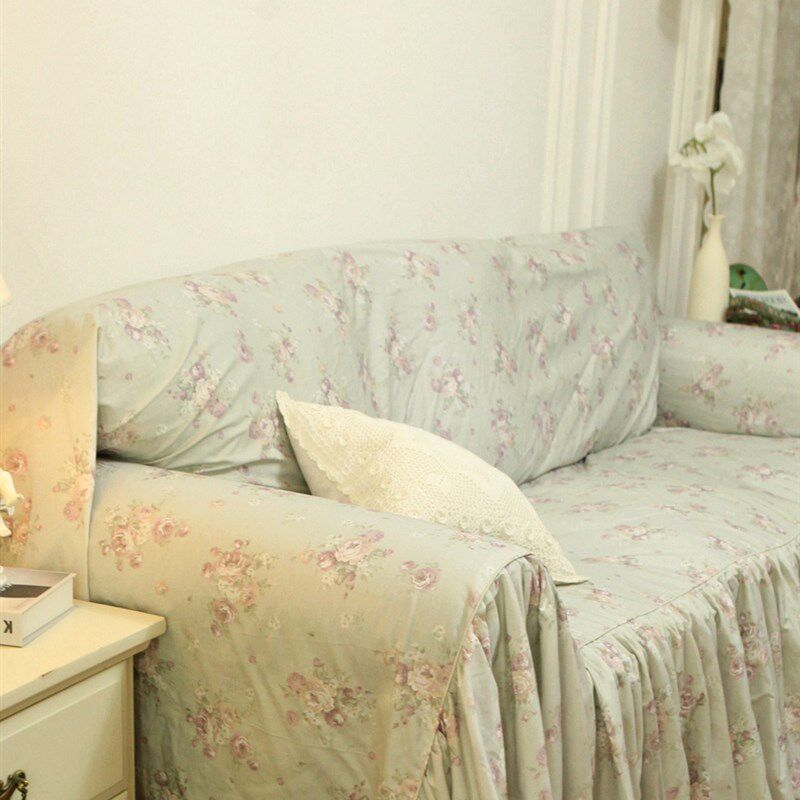 法式韩式田园覆古玫瑰花全w棉纯棉沙发巾沙发盖布沙发套沙发罩