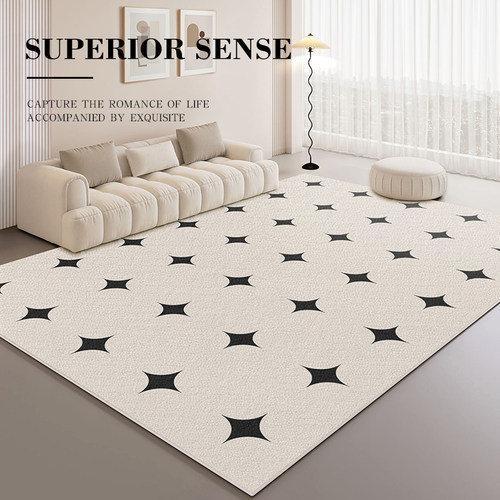 奶油风地毯客厅轻奢高级侘寂卧室脚垫沙发茶几毯insY简约家用地垫